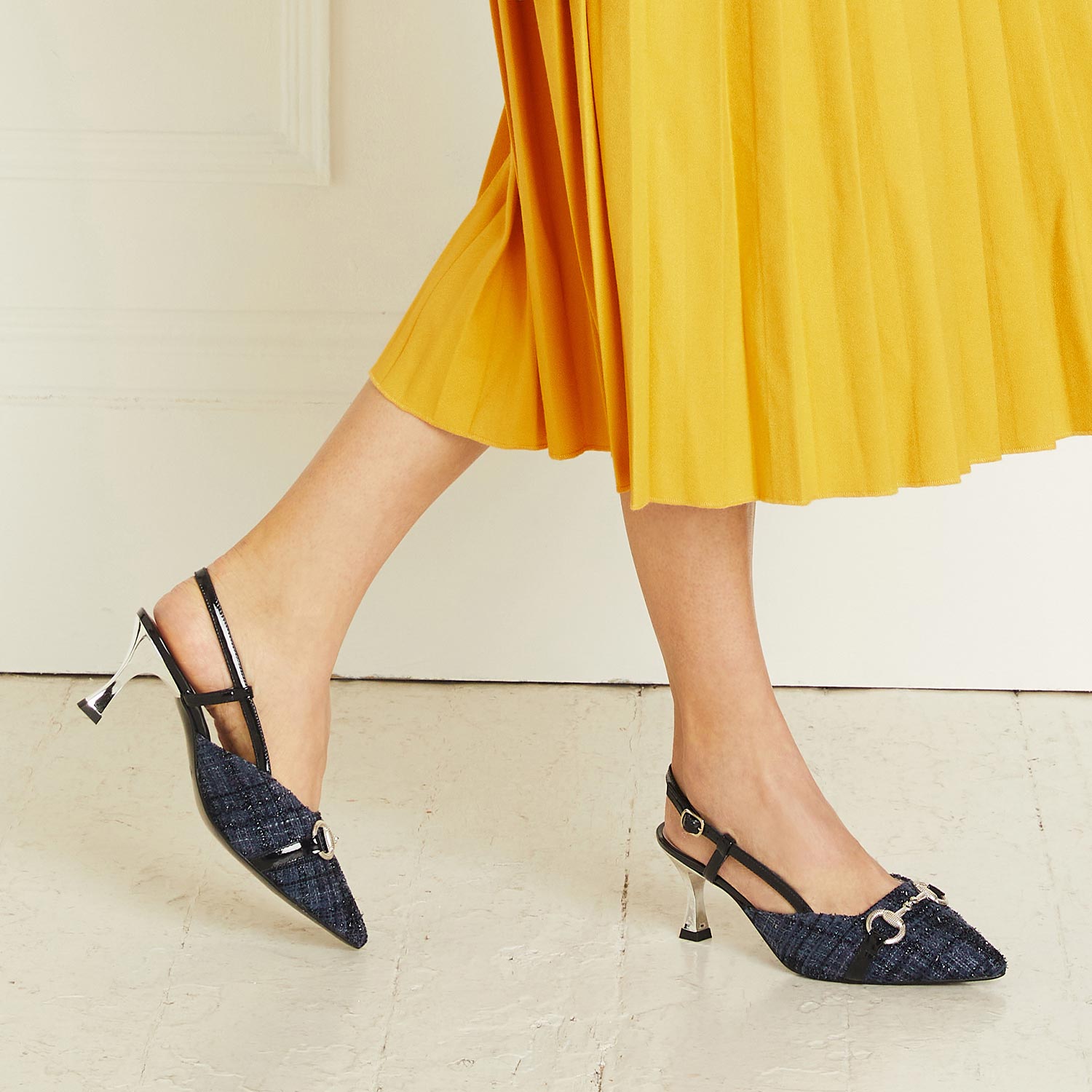 Addison: Navy Tweed & Patent Shoes Sole Bliss