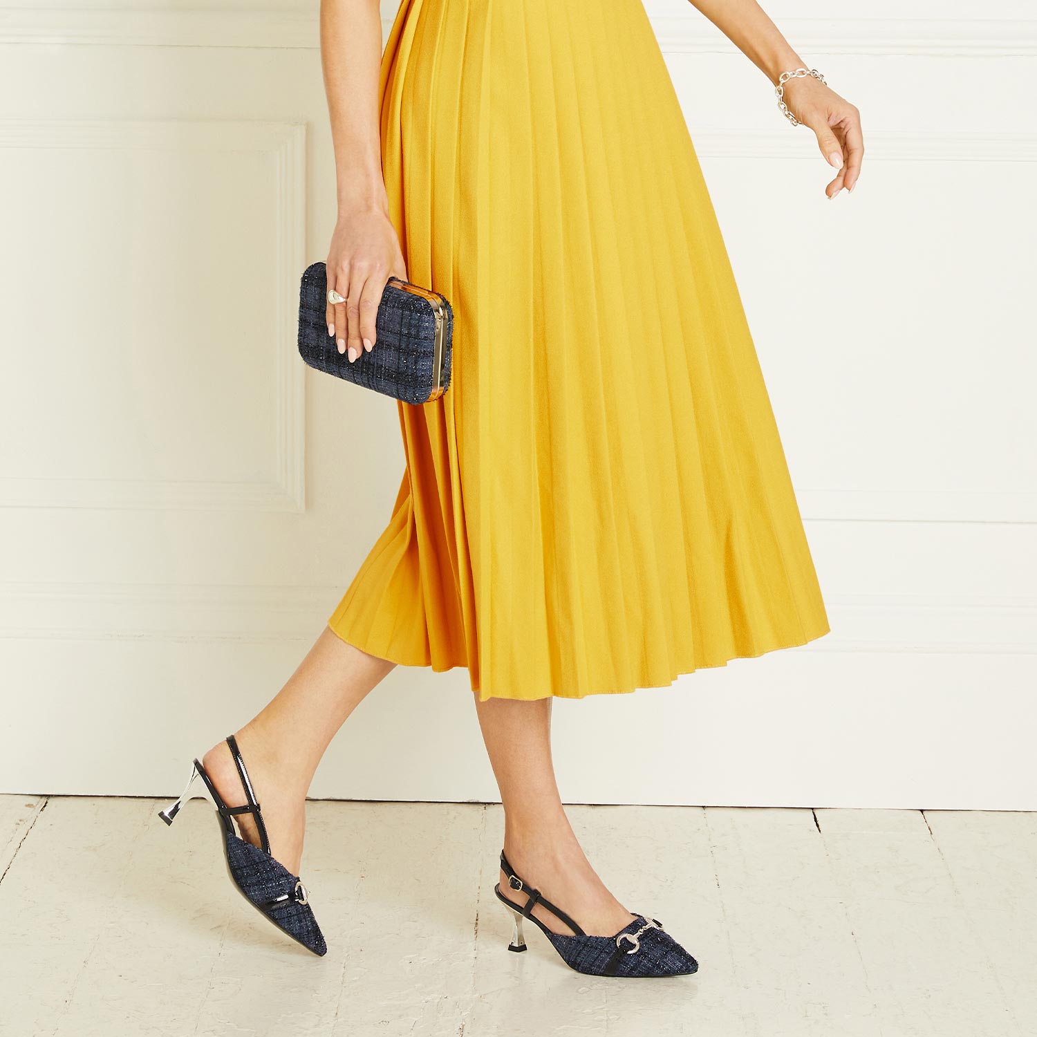 Addison: Navy Tweed & Patent Shoes Sole Bliss