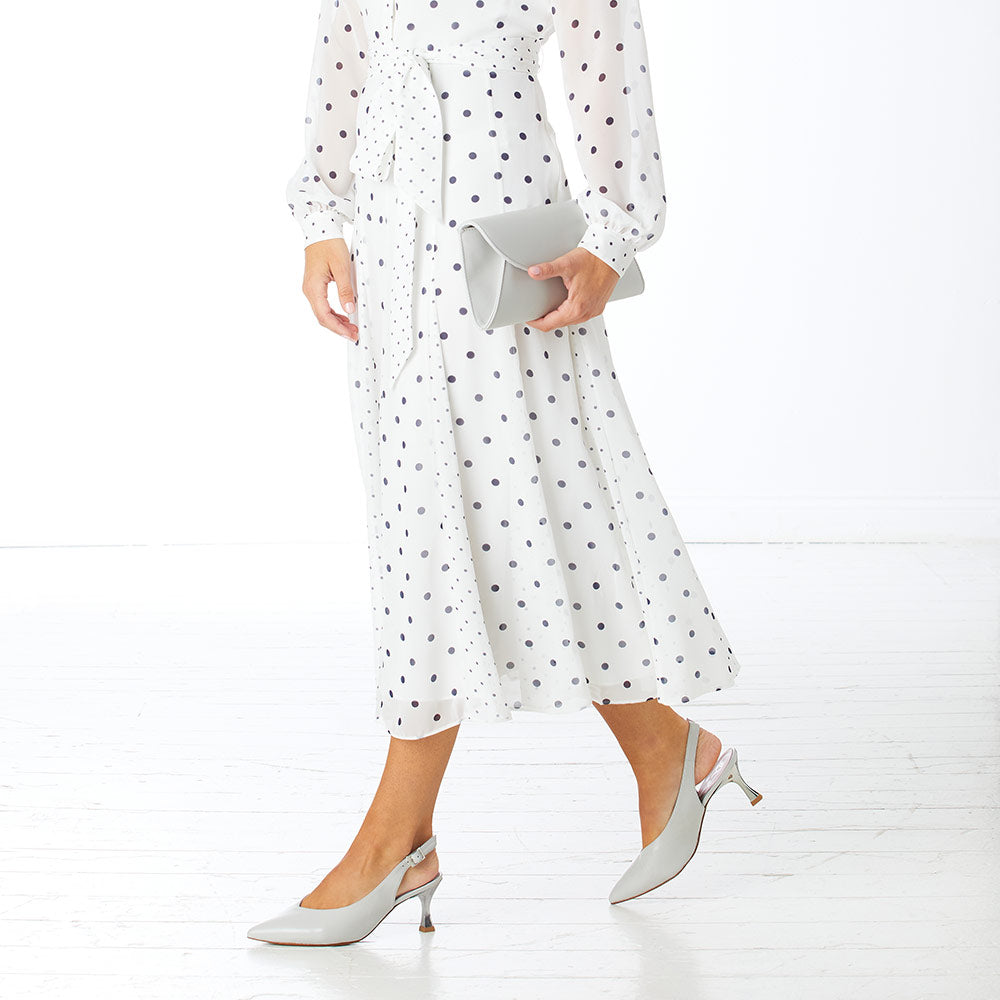 Audrey Pale Grey Leather Elegant MidHeels for Bunions Sole Bliss