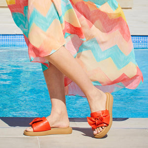 Bailey: Coral Red Leather Shoes Sole Bliss