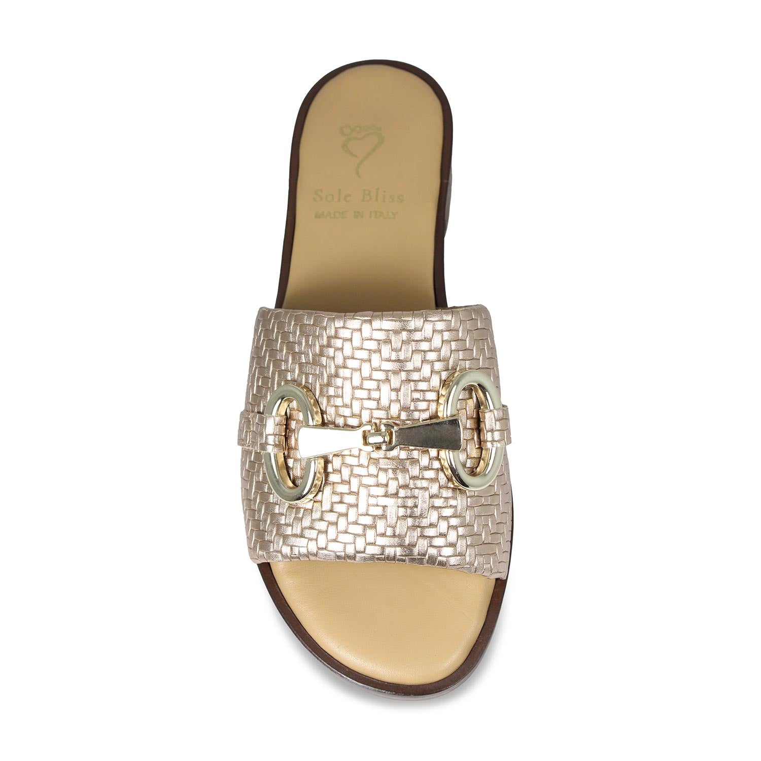 Bardot: Metallic Weave Leather Shoes Sole Bliss
