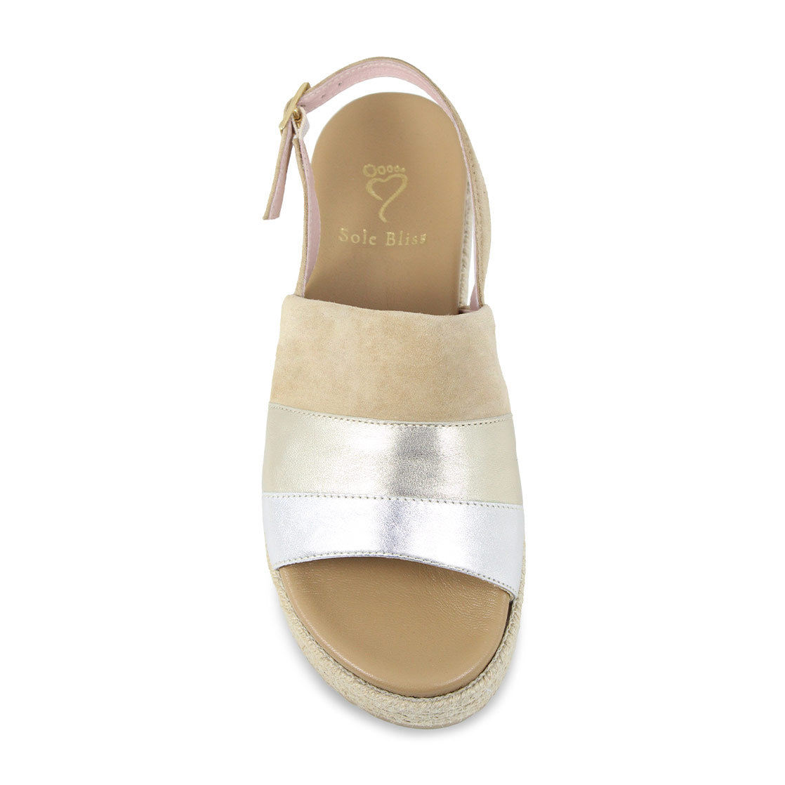 Bertie: Nude Suede & Metallic Leather Shoes Sole Bliss