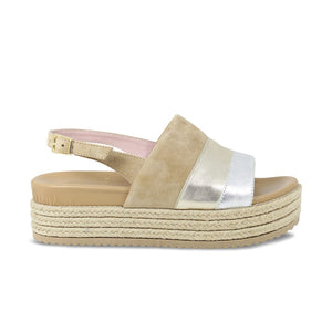 Bertie: Nude Suede & Metallic Leather Shoes Sole Bliss