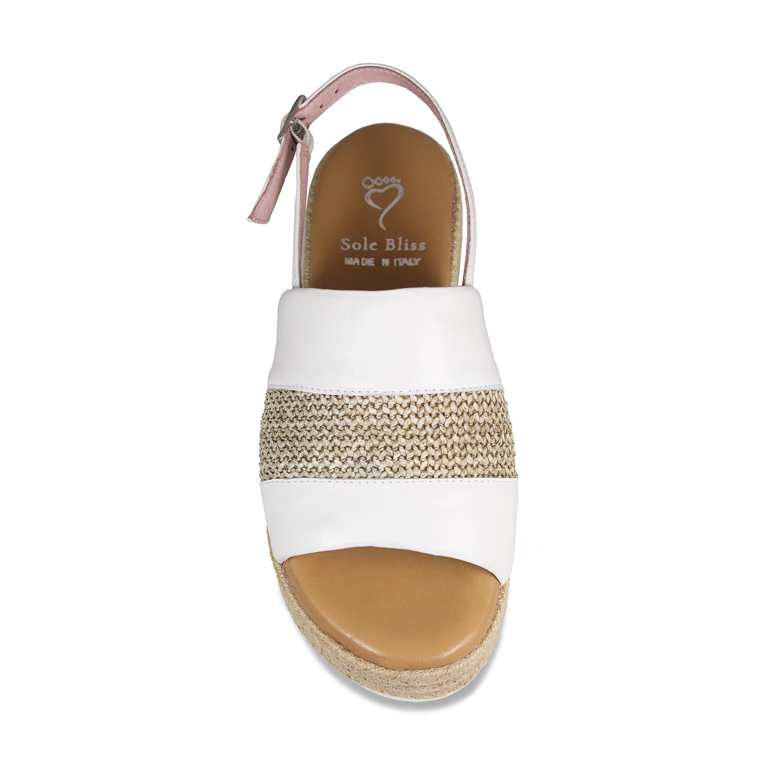 Bertie: White Leather & Raffia Shoes Sole Bliss