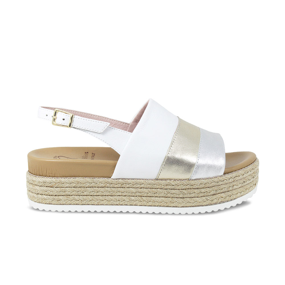 Bertie White Leather Wide Chunky Sandals for Bunions Sole Bliss