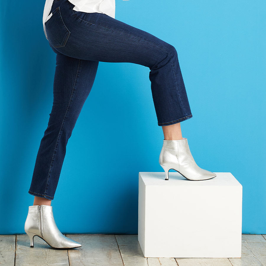 Billie: Silver Leather Boots Sole Bliss