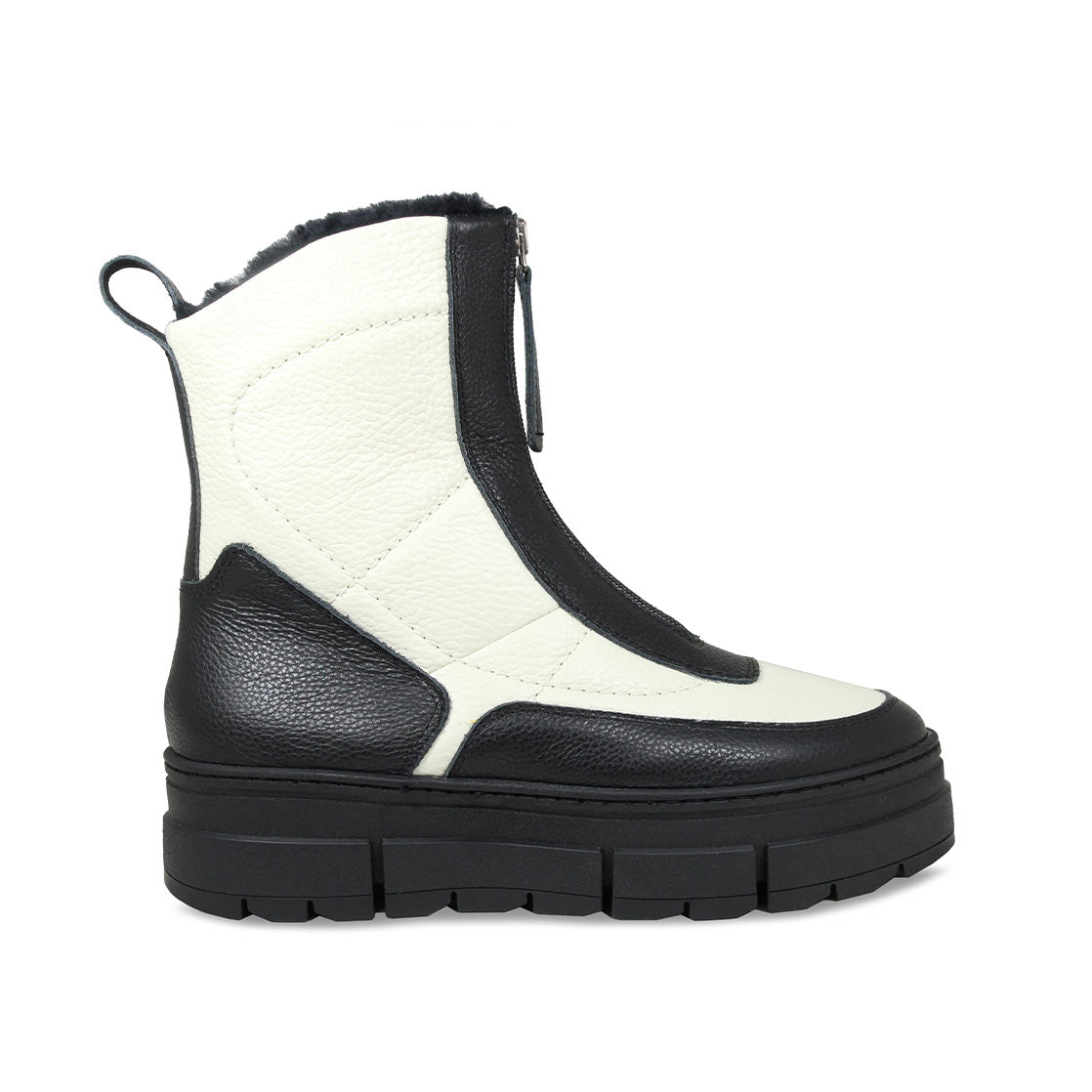 Blizzard: Black & Cream Leather & Shearling Boots Sole Bliss