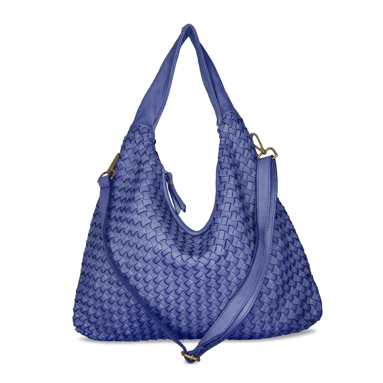 Blythe: Denim Weave Leather Bags Sole Bliss