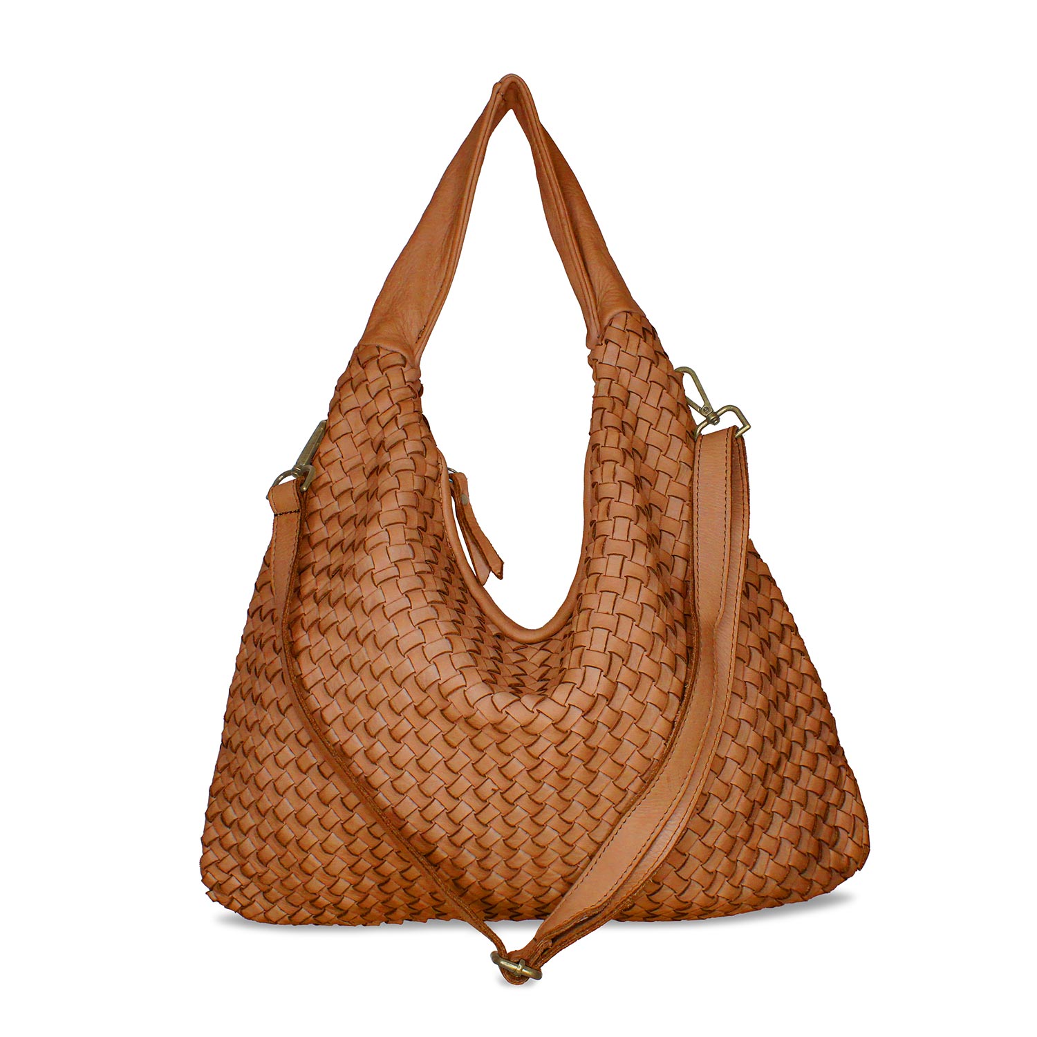 Blythe: Tan Weave Leather Bags Sole Bliss