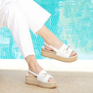 Bree: White Leather Shoes Sole Bliss