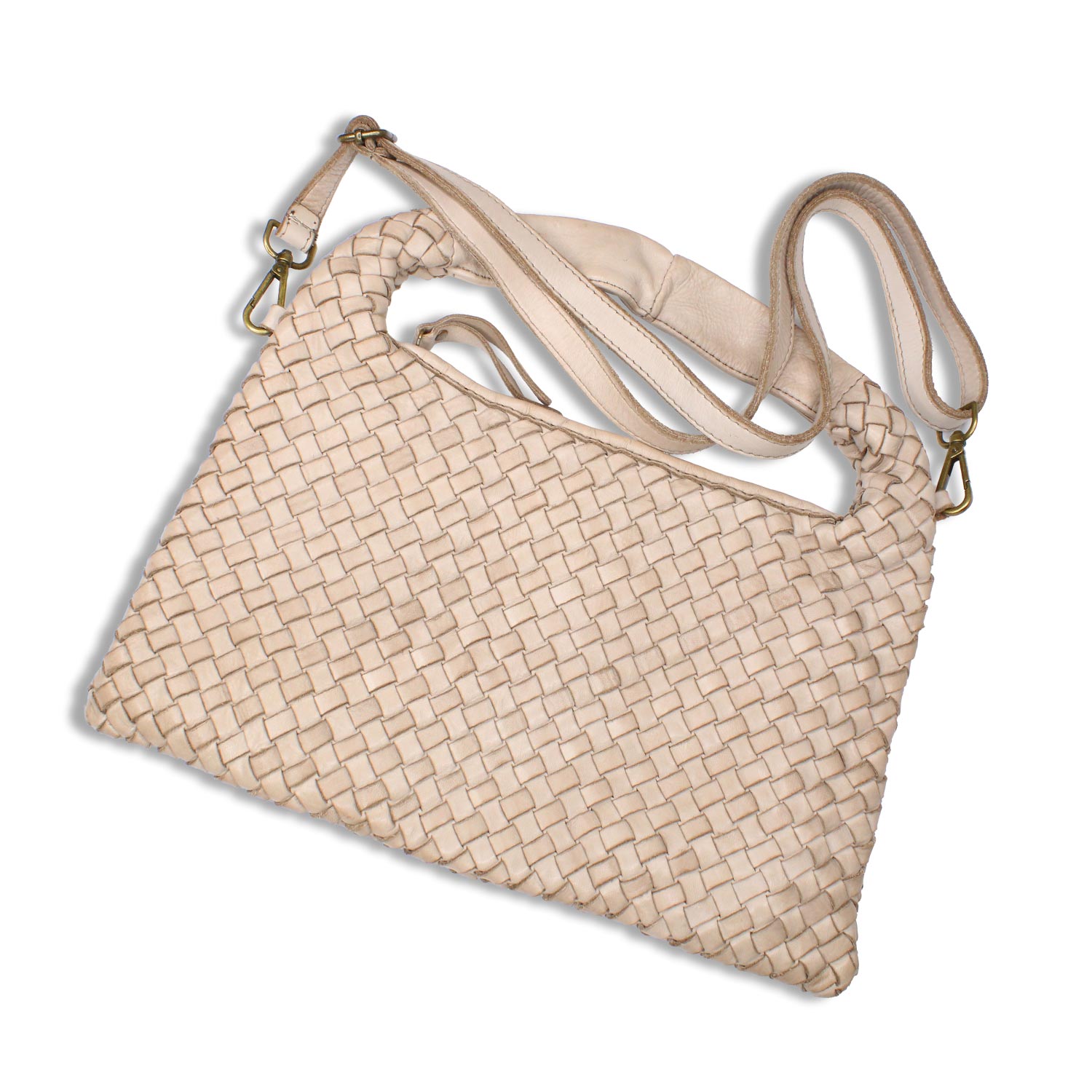 Bronte: Pale Taupe Weave Leather Bags Sole Bliss