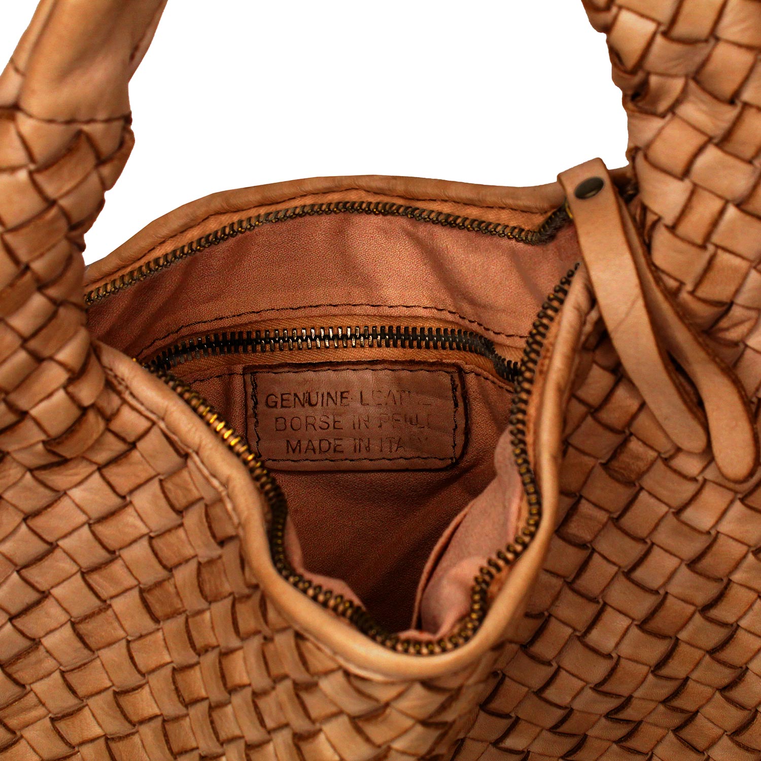 Blythe: Tan Weave Leather Bags Sole Bliss