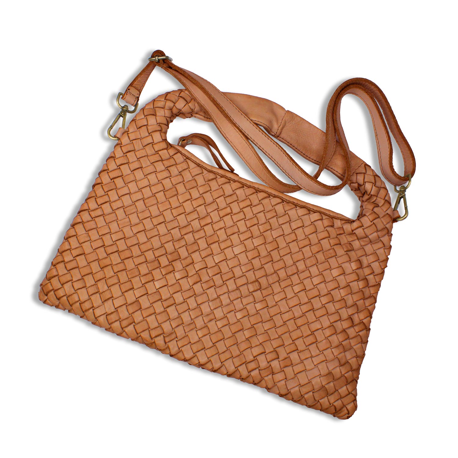Bronte: Tan Weave Leather Bags Sole Bliss