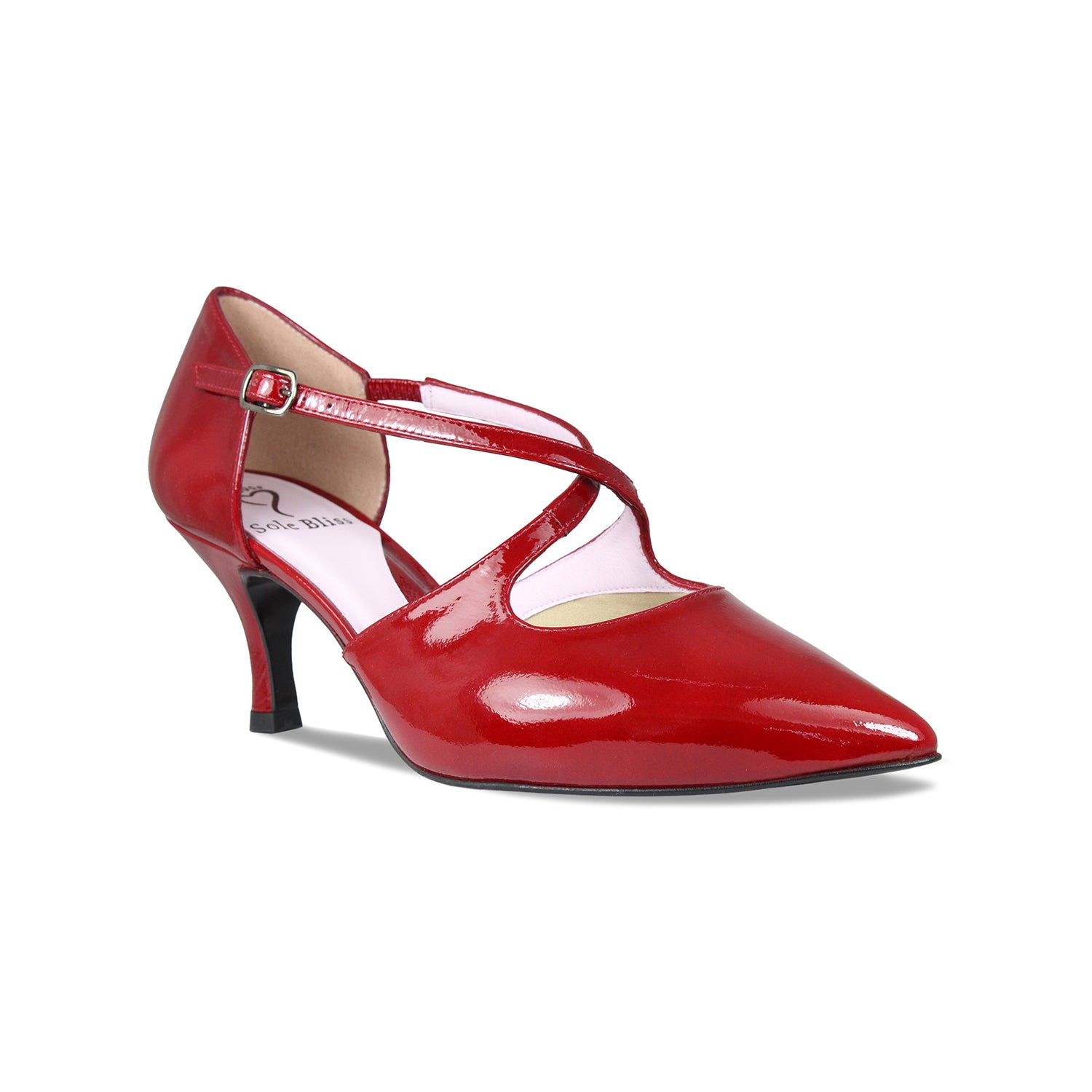 Cecilia: Deep Red Patent Leather Shoes Sole Bliss