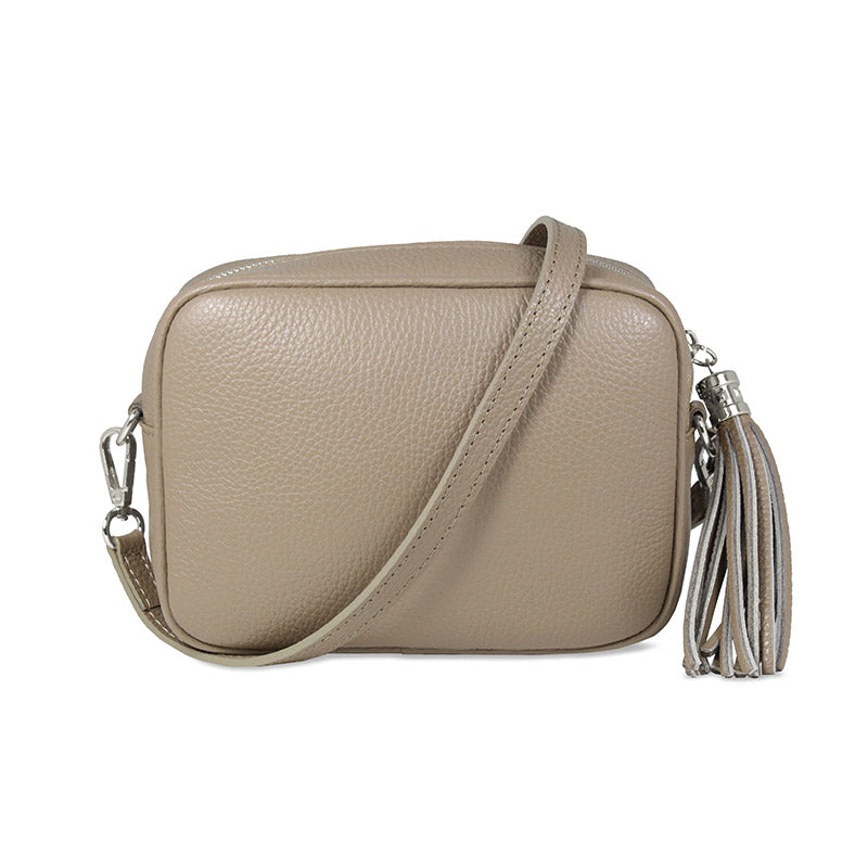 Coco Taupe Leather & Geometric Leather Crossbody Bag Sole Bliss