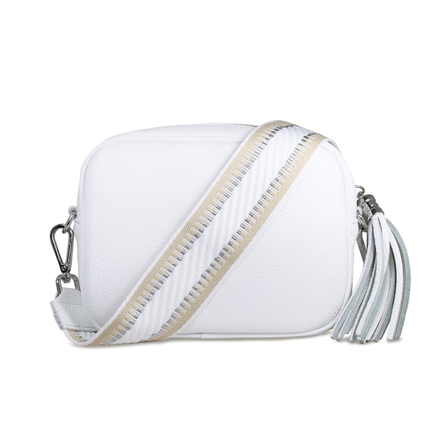 Coco: White Leather & Cream Trim Bags Sole Bliss