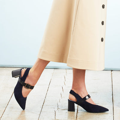 Corinne: Navy Suede & Patent