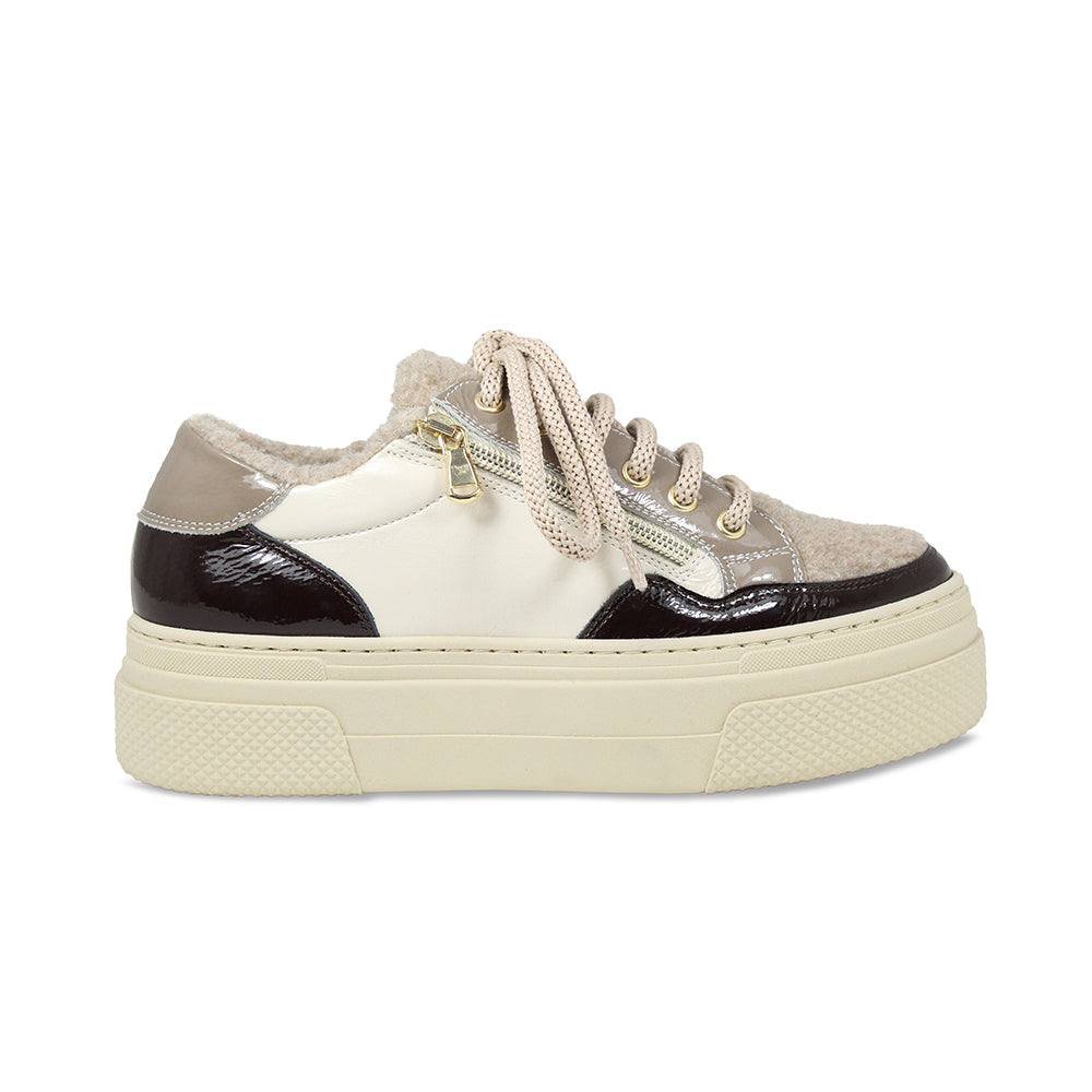 Denver: Taupe Multi Patent & Wool Lining Shoes Sole Bliss