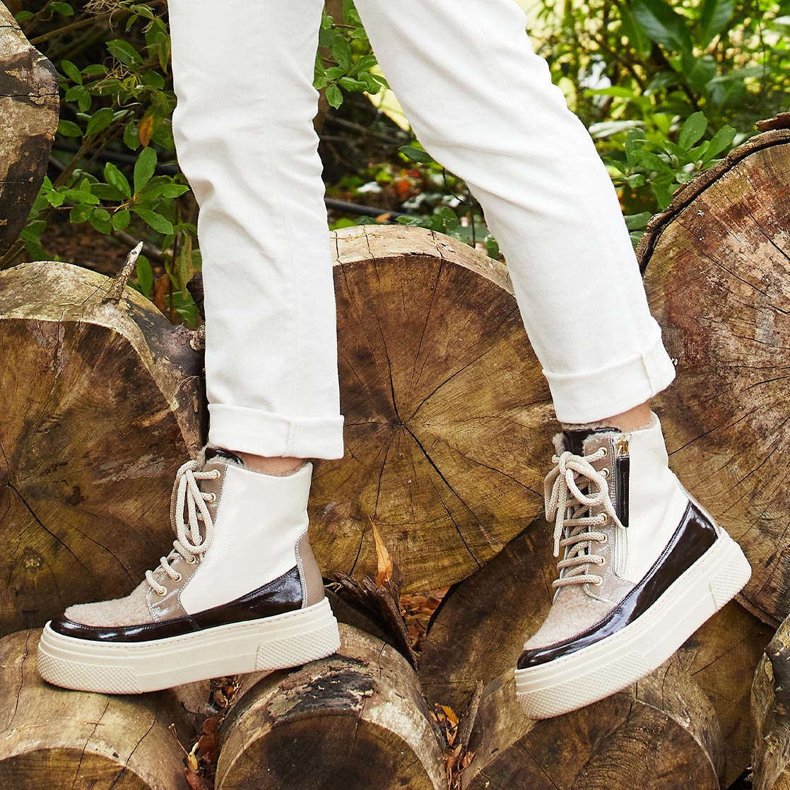 Destiny: Taupe Multi Patent & Wool Lining Shoes Sole Bliss