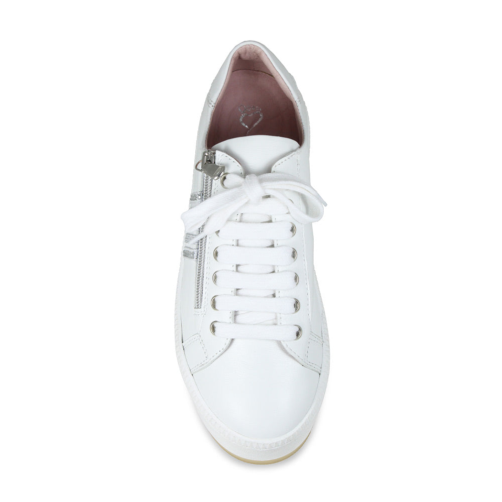 Disco White Leather & Silver Comfy Platform Trainers Sole Bliss