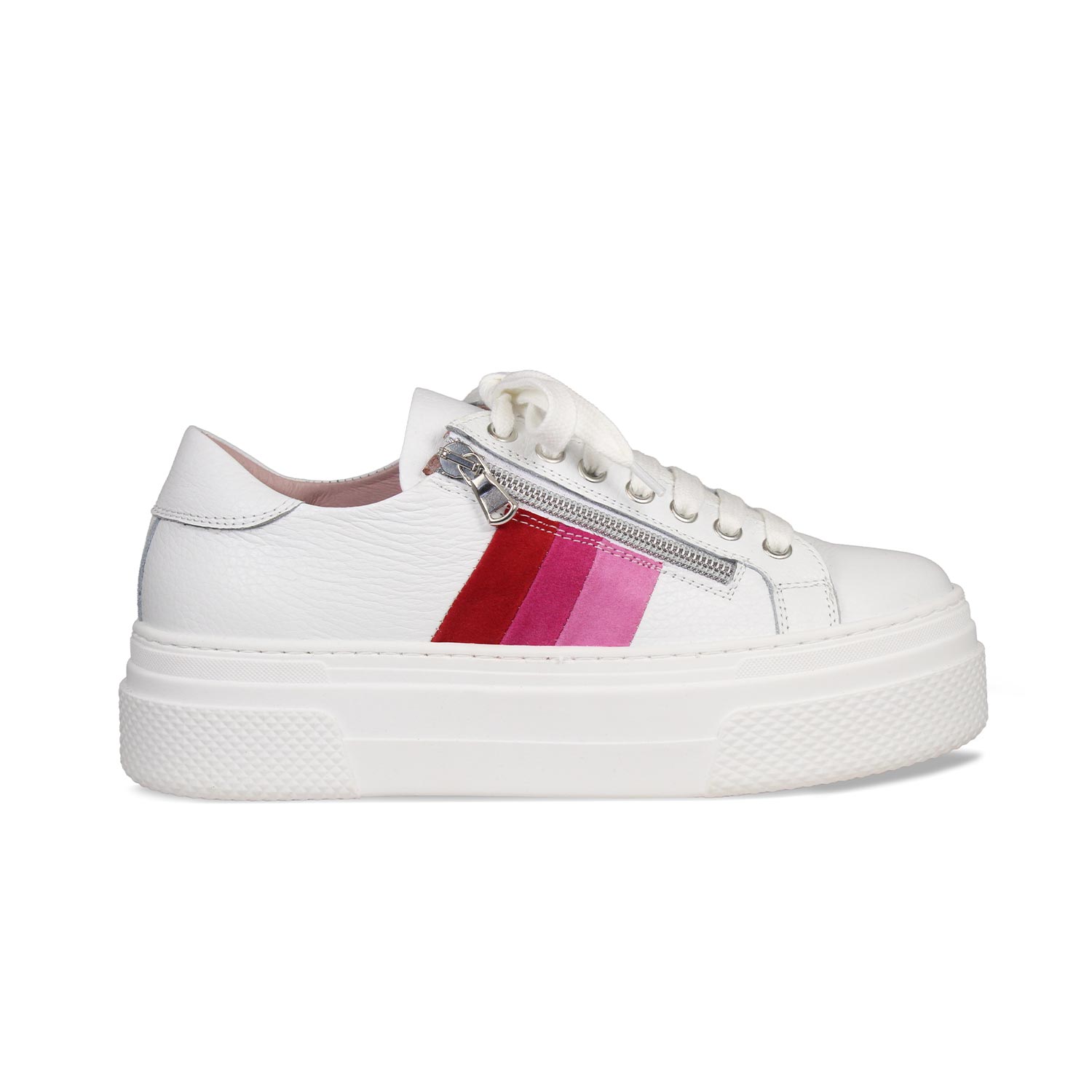 Diva: White Leather & Pink Multi Shoes Sole Bliss