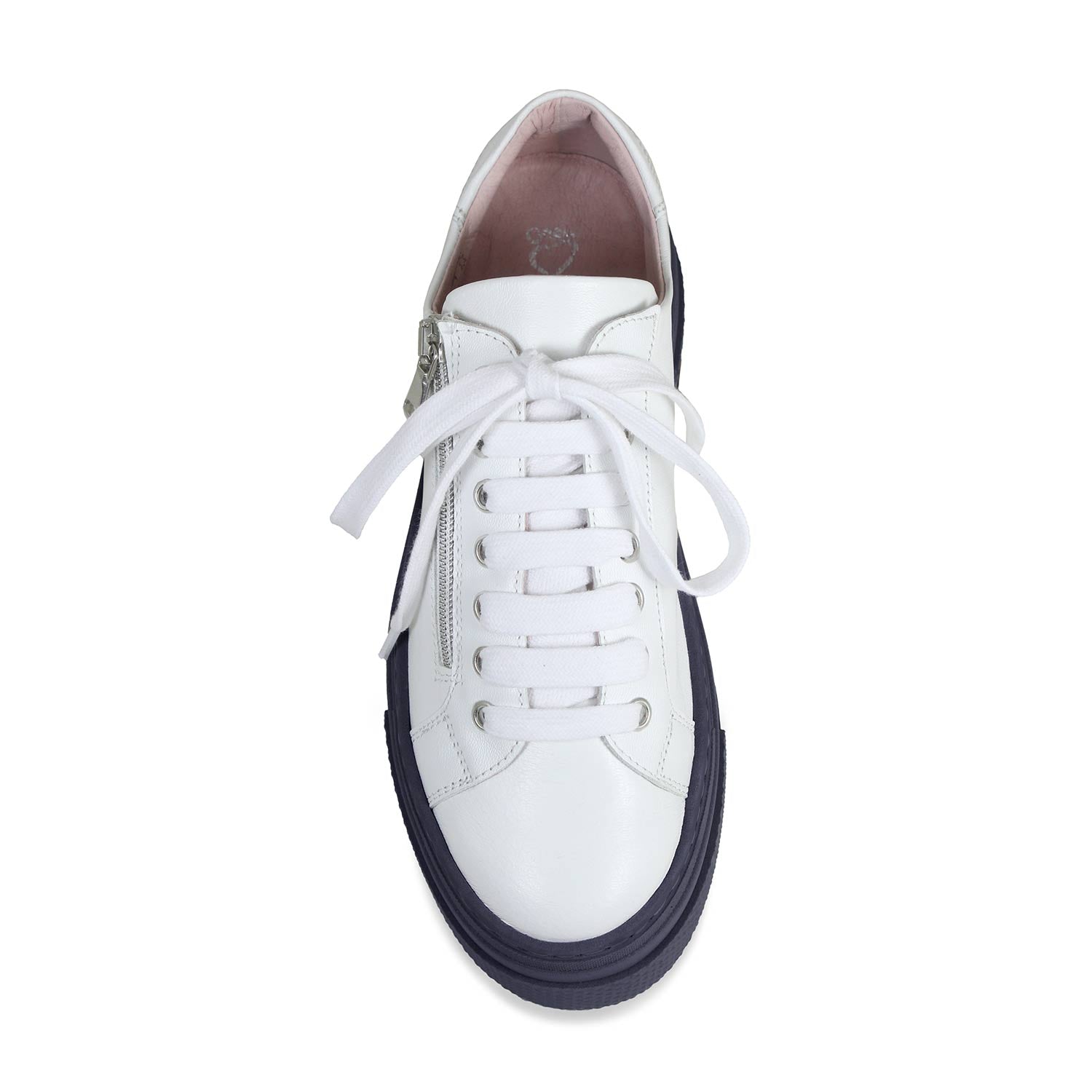 Diva: White Leather & Navy Shoes Sole Bliss