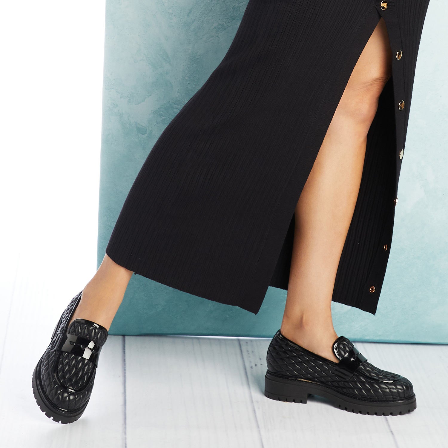 Fantasy: Black Quilted Leather Shoes Sole Bliss