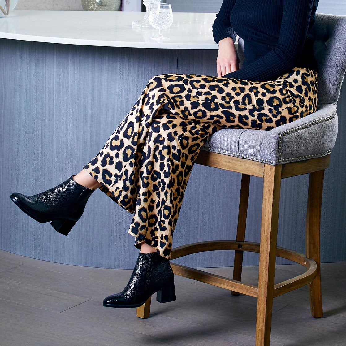 Frankie: Black Snake Print Leather Boots Sole Bliss