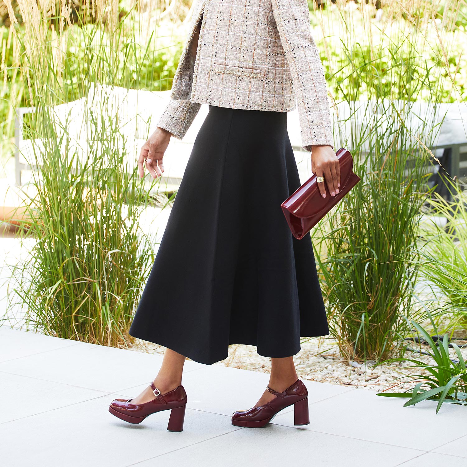 Gerri: Bordeau Patent Shoes Sole Bliss