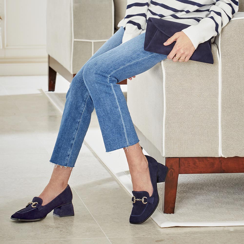 Giselle: Navy Suede Shoes Sole Bliss