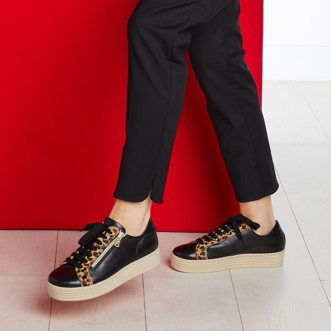 Hampton: Black Leather & Luxe Leopard Shoes Sole Bliss