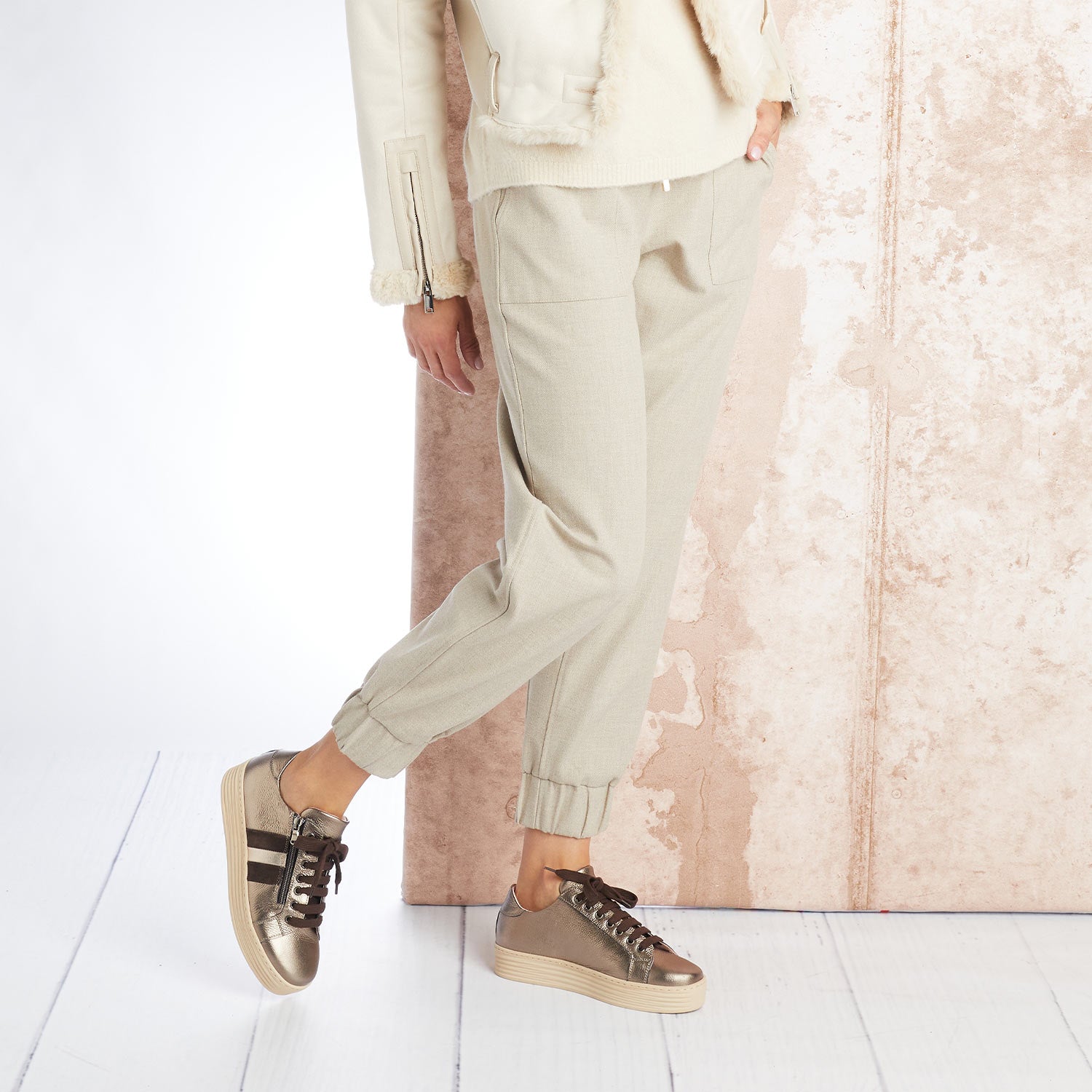 Hampton Stripe: Bronze Leather Shoes Sole Bliss