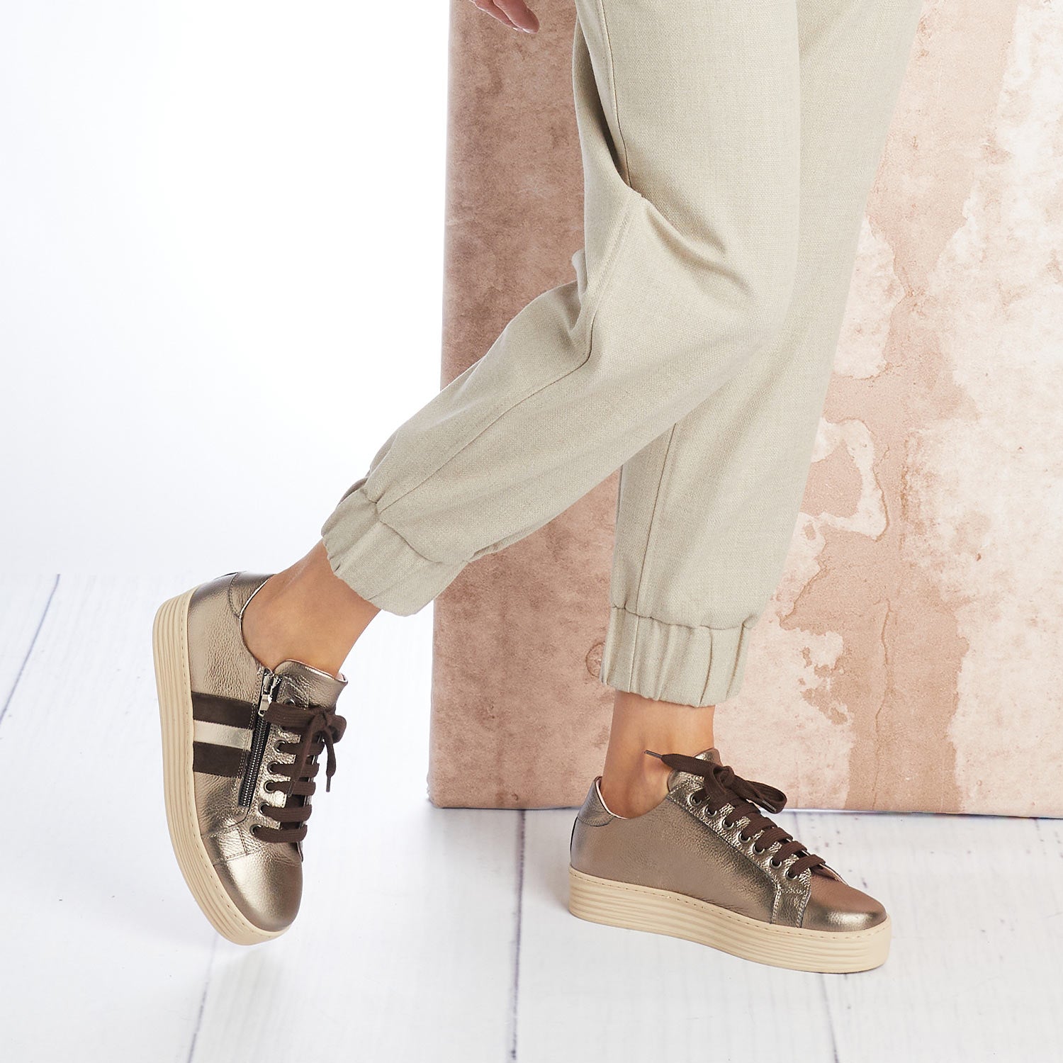 Hampton Stripe: Bronze Leather Shoes Sole Bliss