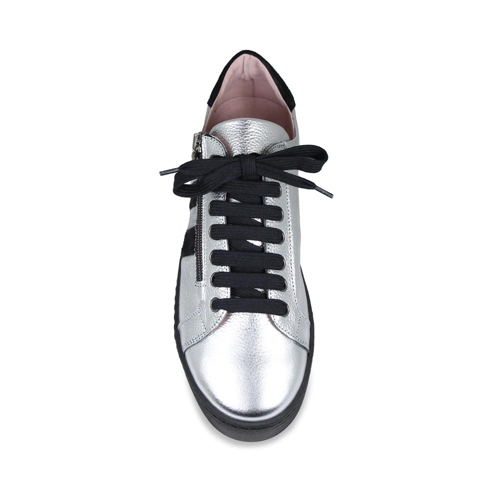Harley Stripe: Silver Leather & Black Pony Shoes Sole Bliss