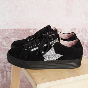 Harley-Star: Black Suede & Glitz Shoes Sole Bliss