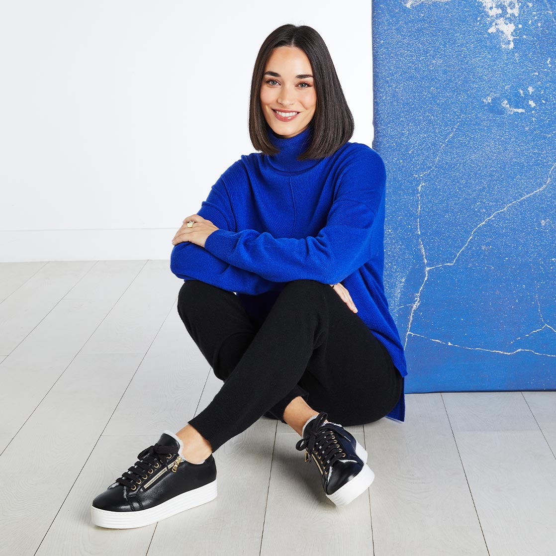 Harmony: Black Leather & Shearling Shoes Sole Bliss