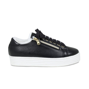 Harmony: Black Leather & Shearling Shoes Sole Bliss