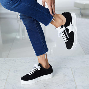 Star: Black Suede & White Leather Shoes Sole Bliss