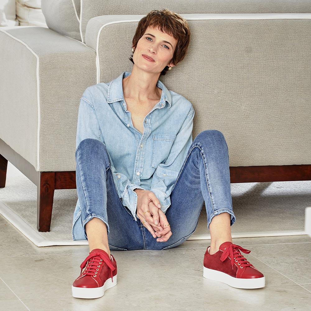 Hero: Cherry Red Leather & Suede Shoes Sole Bliss