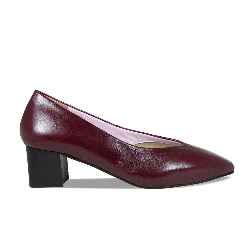 Ingrid: Plum Leather – Wide Block Heels for Bunions Sole Bliss
