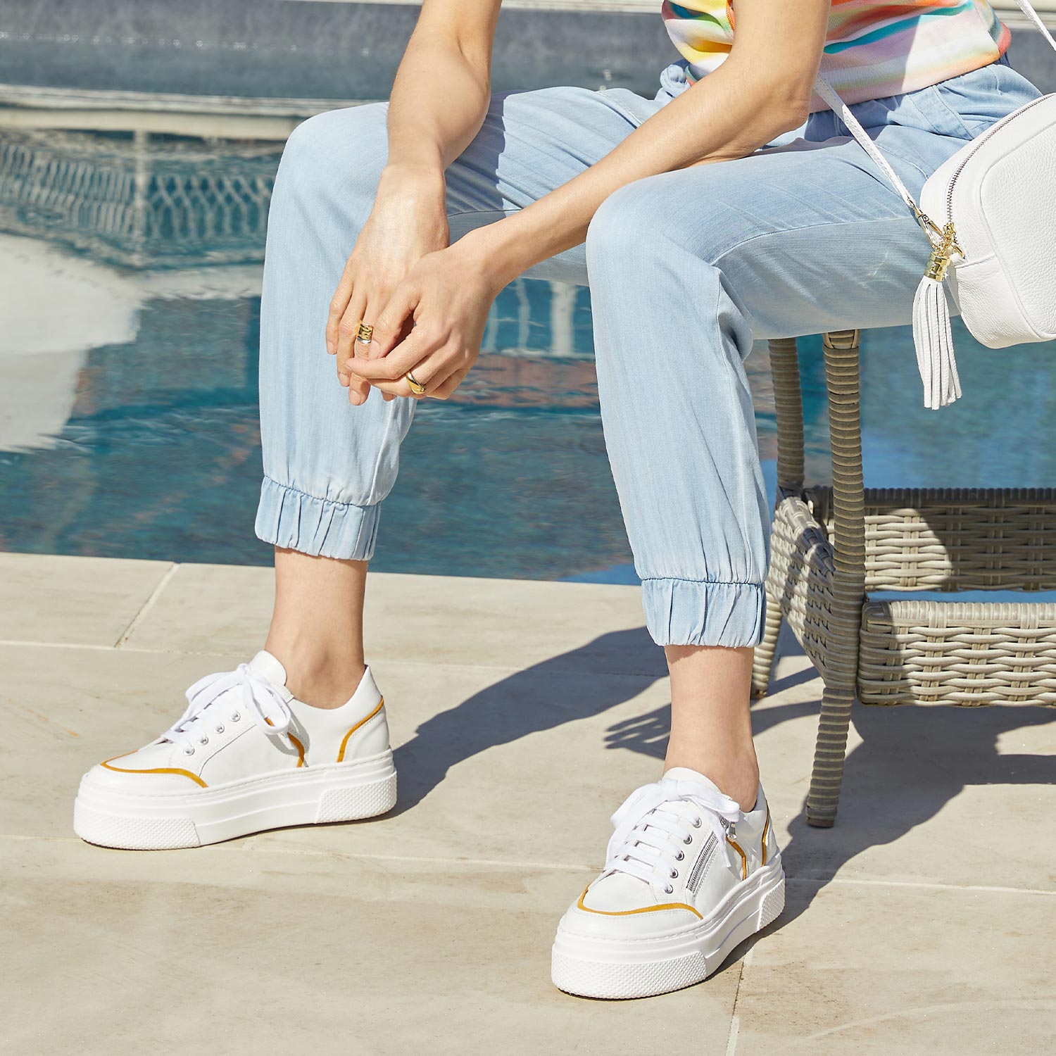 Jazz: White Leather & Sunflower Shoes Sole Bliss