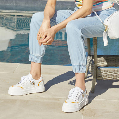 Jazz: White Leather & Sunflower Shoes Sole Bliss