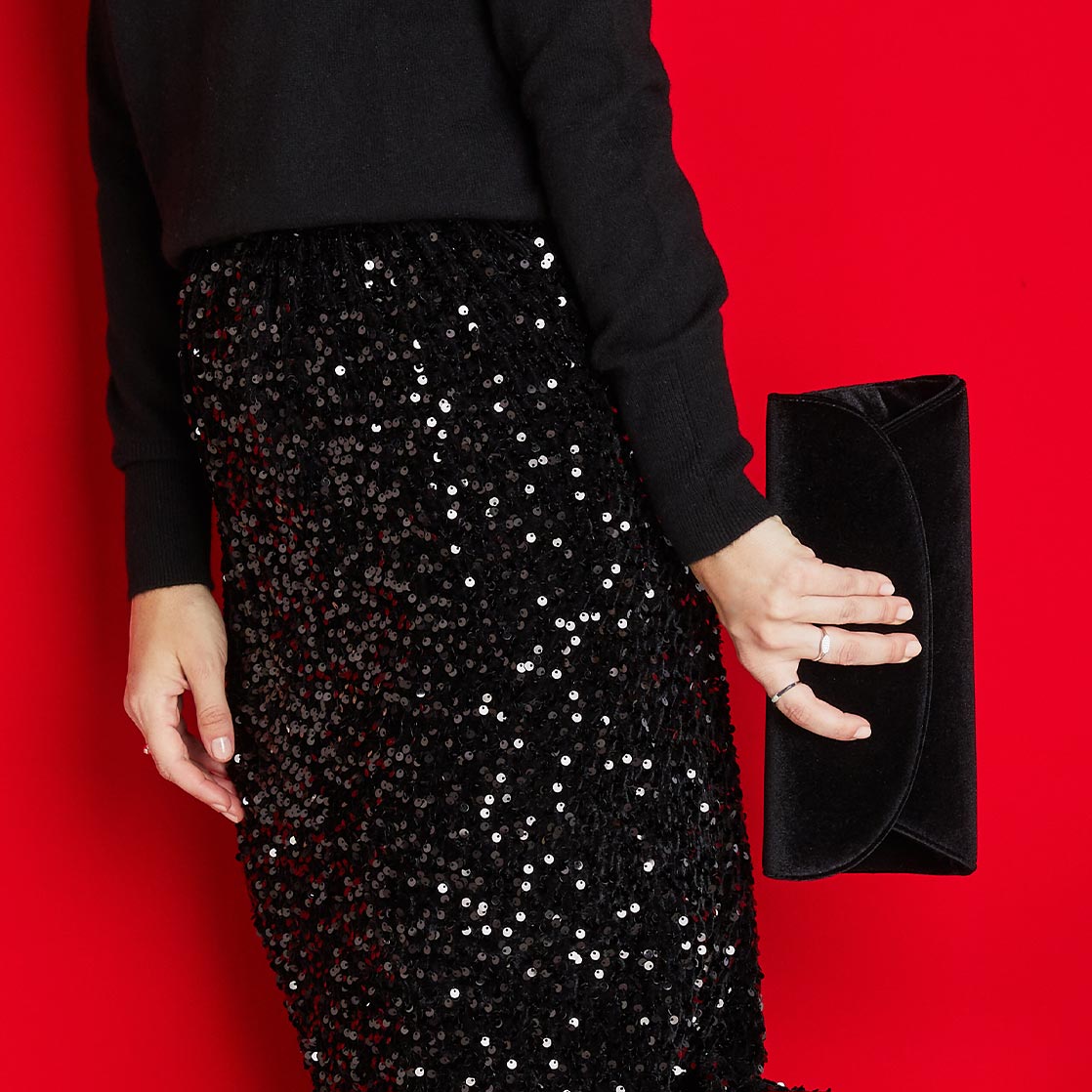 Jenna: Luxe Black Velvet Bags Sole Bliss