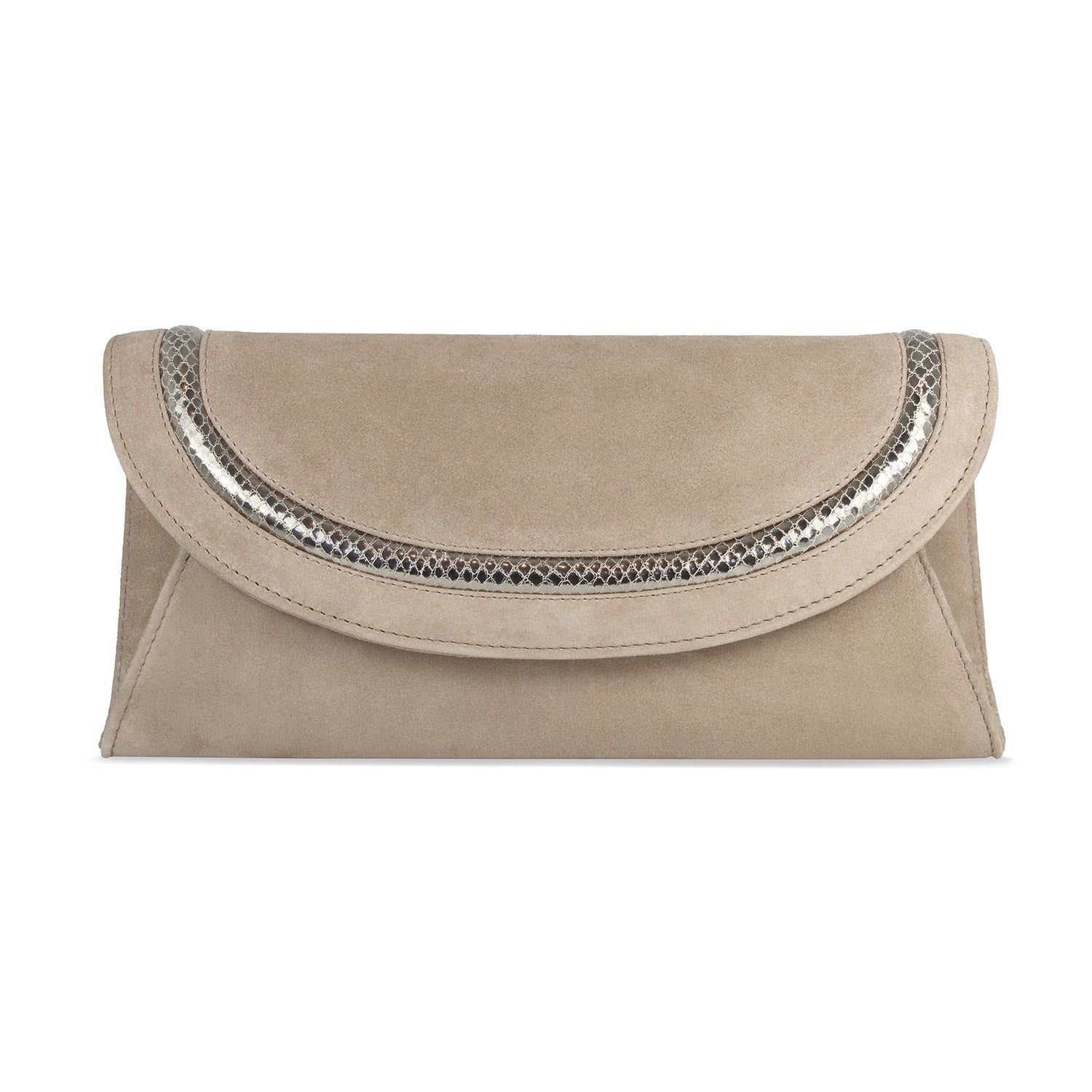 Jessie: Taupe Suede & Snake Print Leather Bags Sole Bliss
