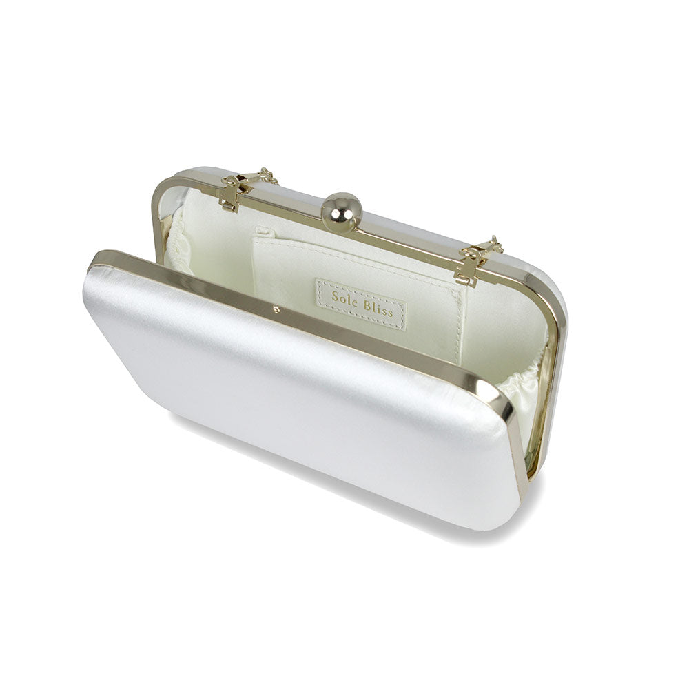 Jewel: White Satin & Gold Bags Sole Bliss