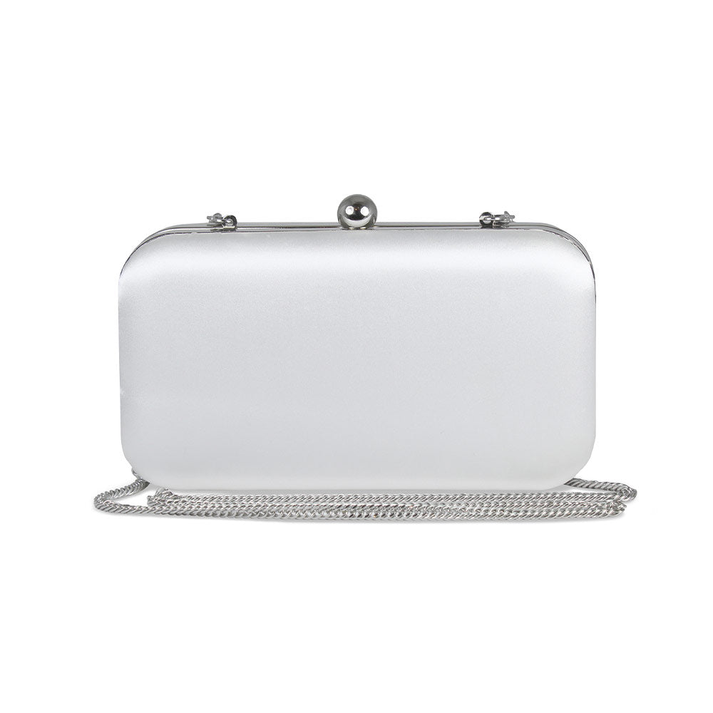 Jewel: White Satin & Silver Bags Sole Bliss