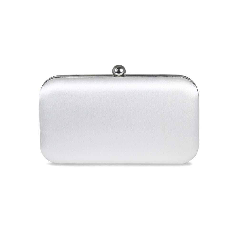 Jewel: White Satin & Silver Bags Sole Bliss