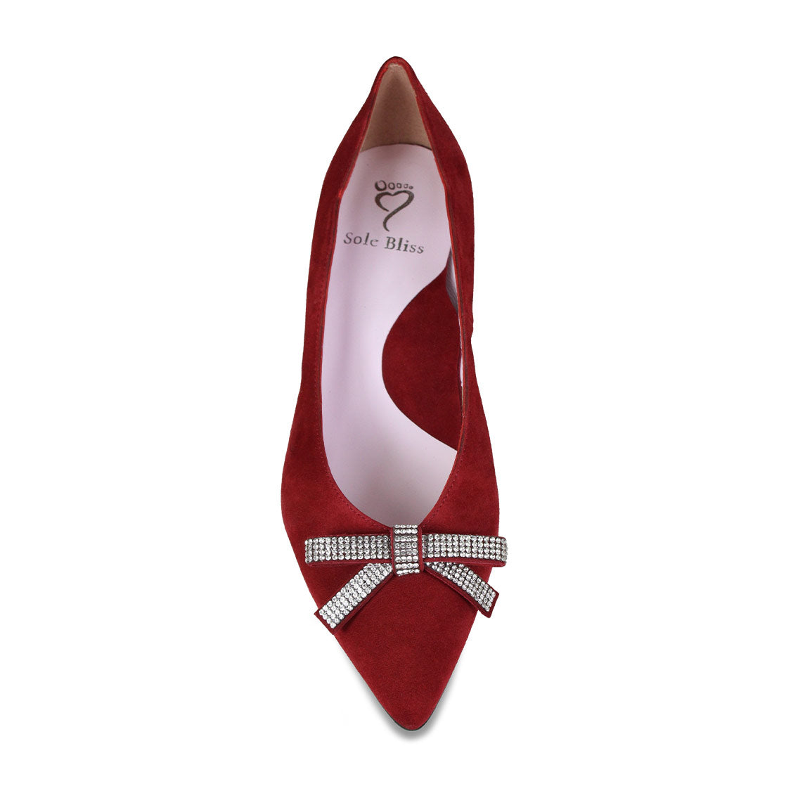 Kylie: Cherry Red Suede & Diamante Shoes Sole Bliss