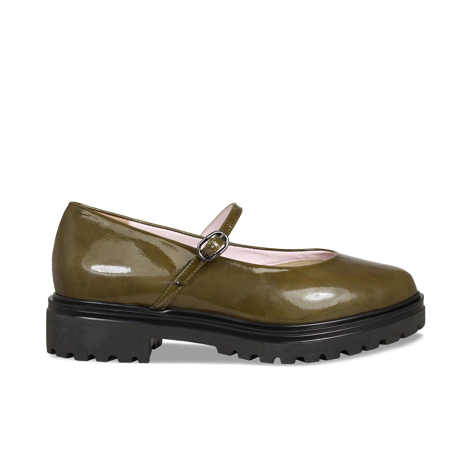 Libra: Khaki Patent Leather Shoes Sole Bliss