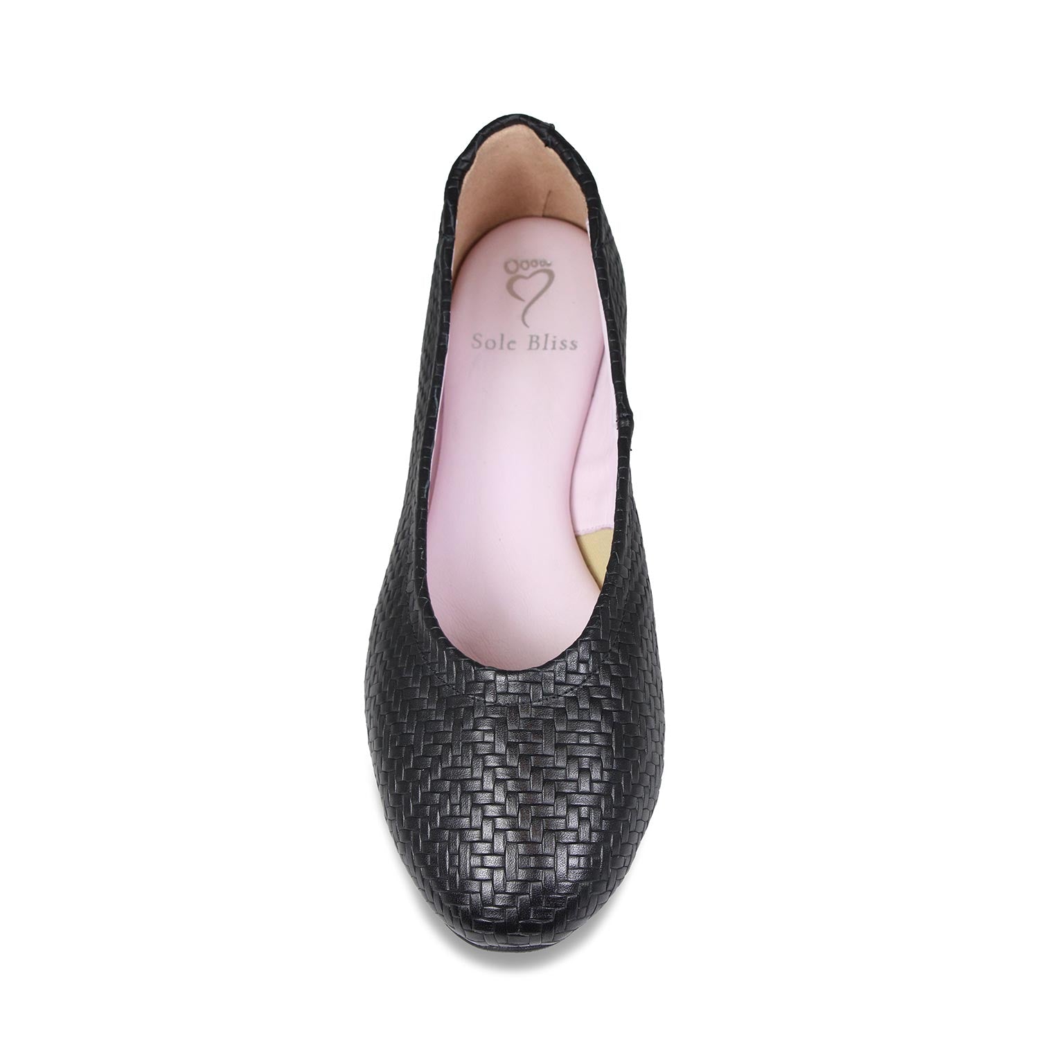 Luna: Black Weave Leather Shoes Sole Bliss